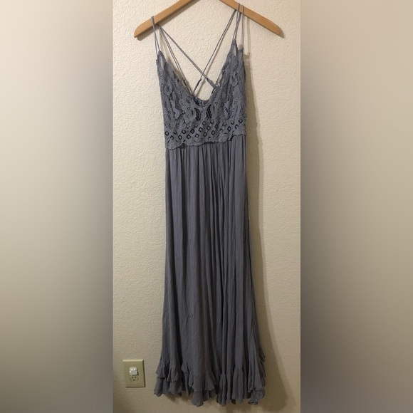 Free People Adella Sleeveless Maxi Slip Dress in Dark Gray Mauve - Size Medium - Picture 2 of 9
